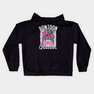 Pontoon Queen Mom Funny Lake Life Kids Hoodie